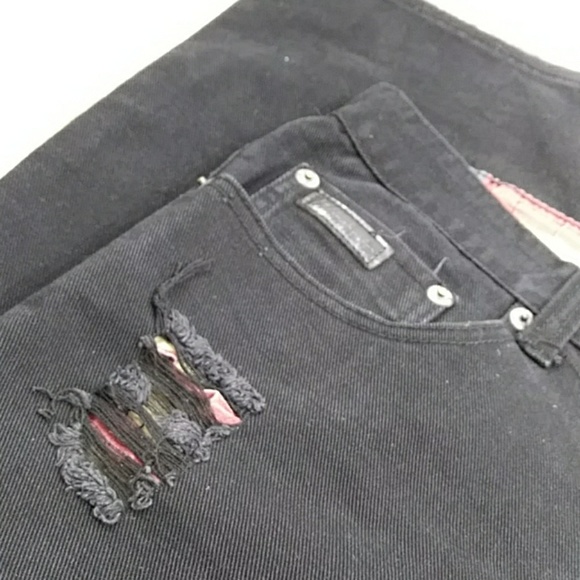 Winchester Distressed Black Denim Jeans Embroidered Horse and Rider Size 38/32 - Picture 4 of 8